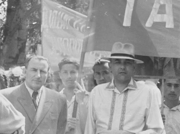 At a public gathering with colleagues