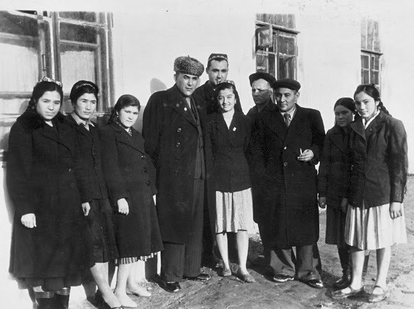 With colleagues and students outside the institute
